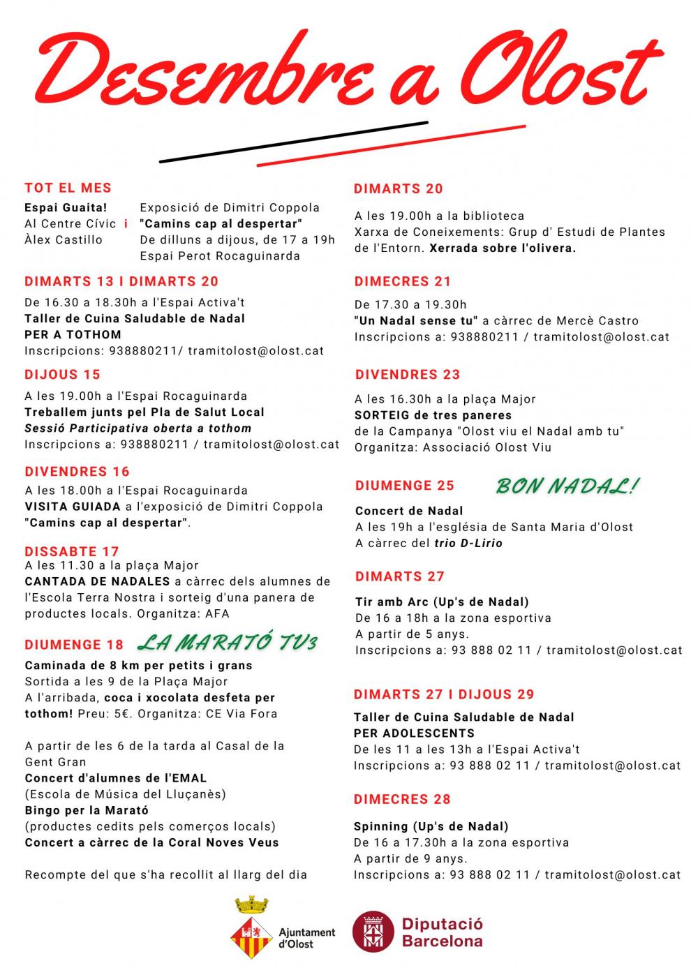 Agenda d'Activitats del mes de desembre